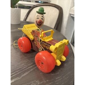 Vintage Fisher Price Jalopy Wooden Pull Toy #724